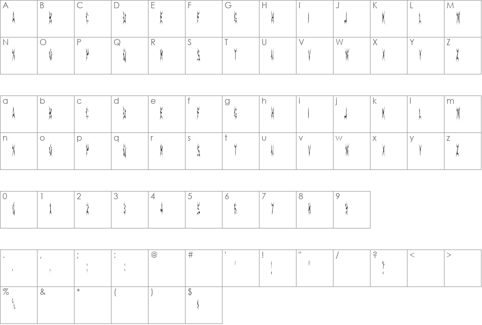 SidTheSpider font character map preview