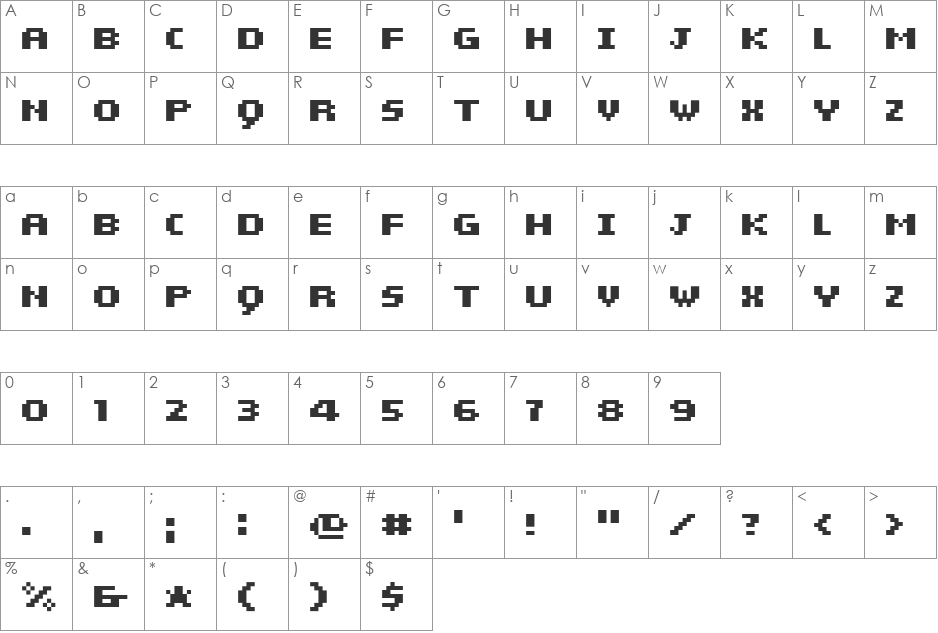 sieben font character map preview