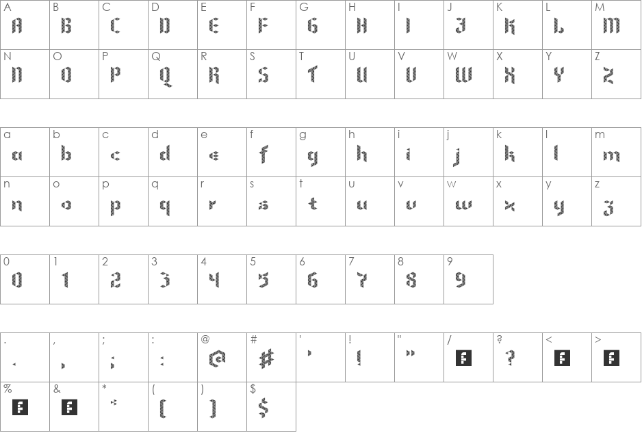 Sierpinski Black font character map preview