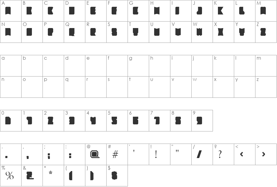 Sierrra font character map preview