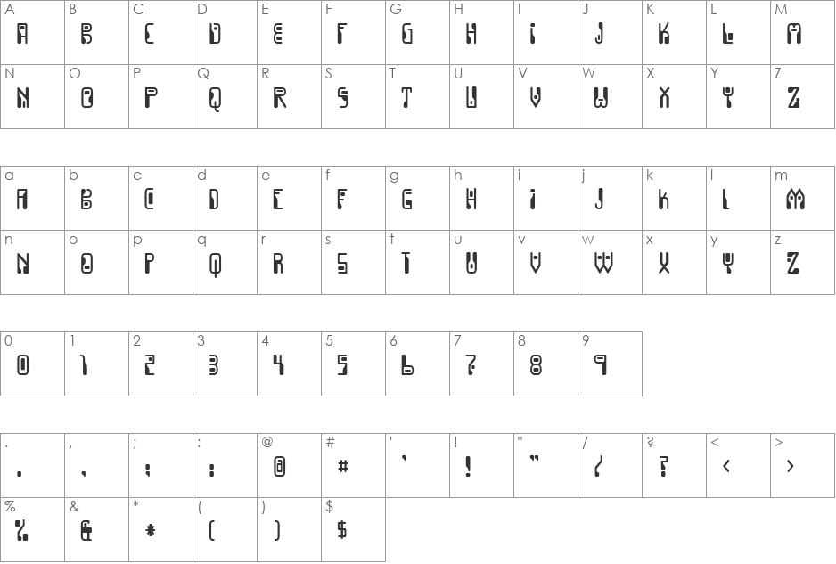 Sigma Pox font character map preview