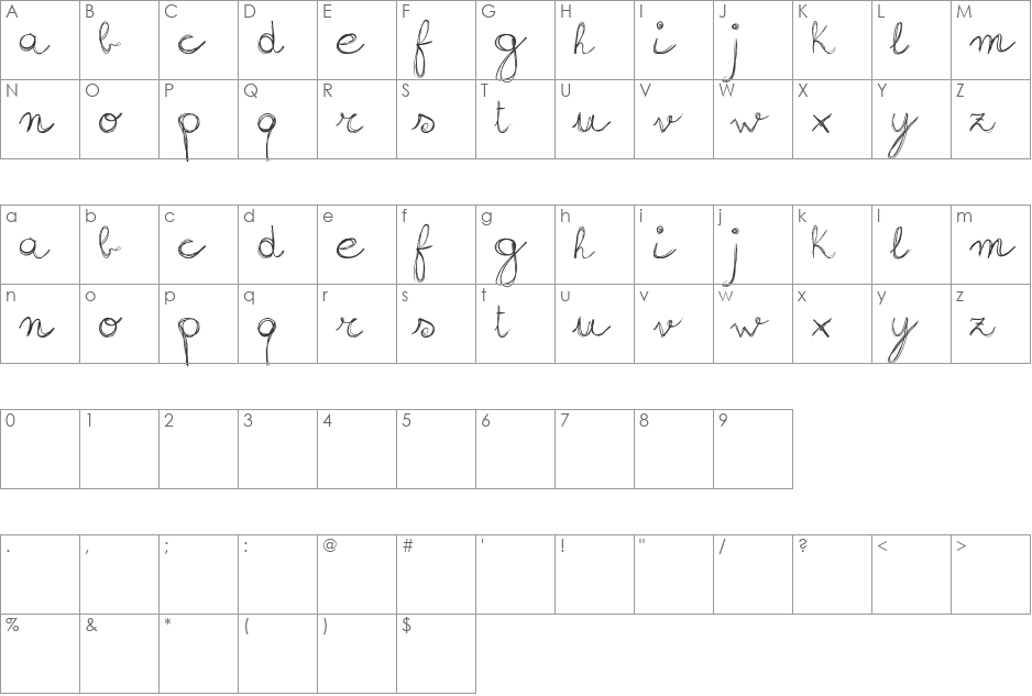 sign-handwriting_demo-version font character map preview