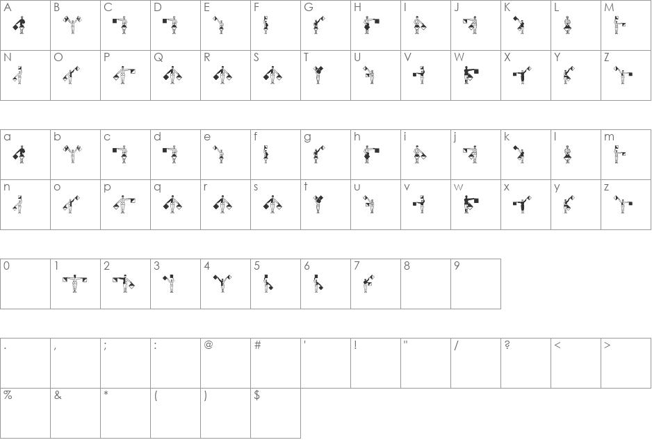SignFlags font character map preview