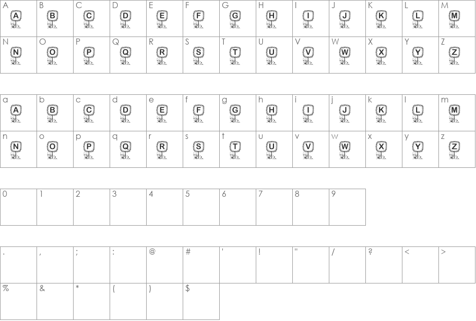 Signo orzeb font character map preview