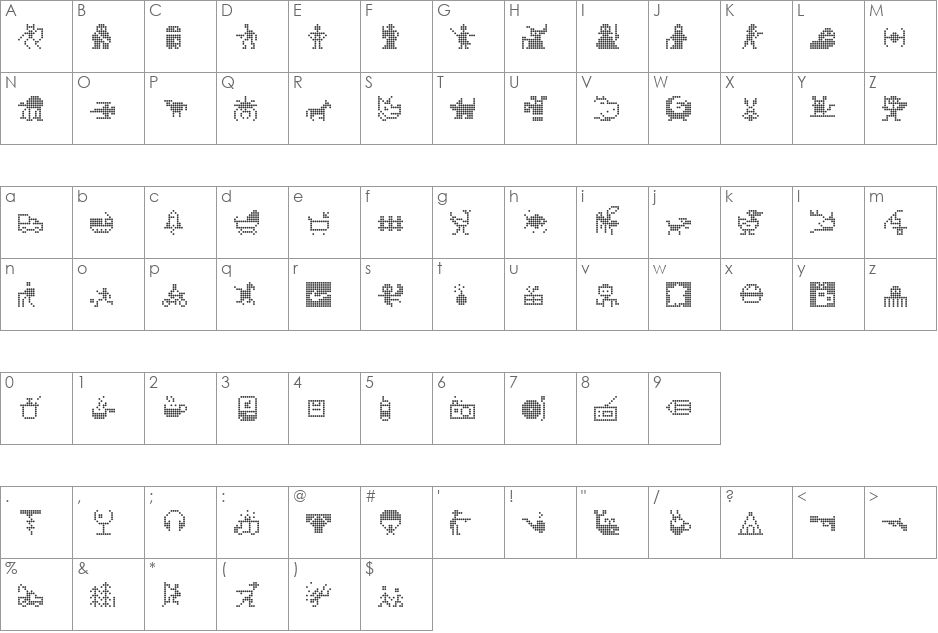 Signotek font character map preview