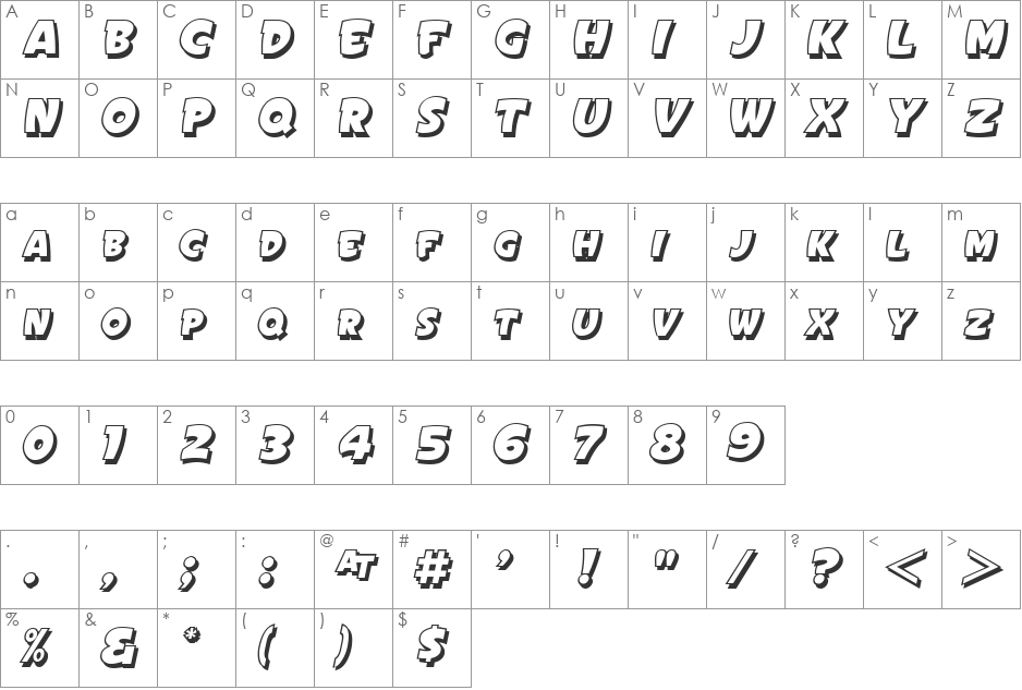SignPainter'sGothicIt.Sh.SC JL font character map preview