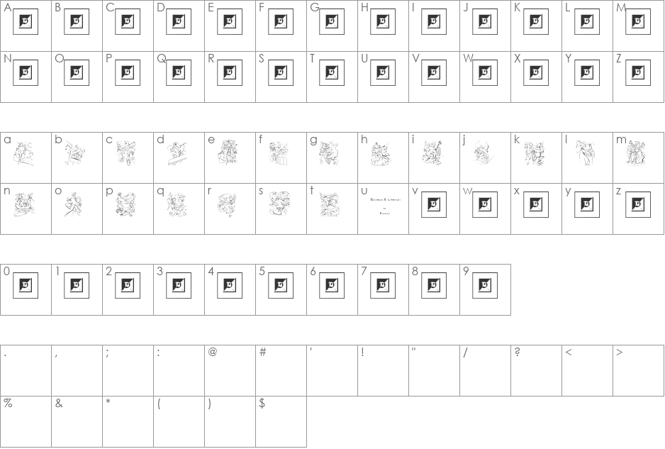 Batman and Company font character map preview