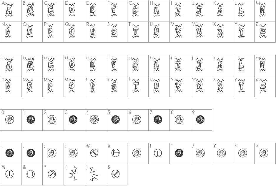 Batman Beat the hell Outta Me font character map preview