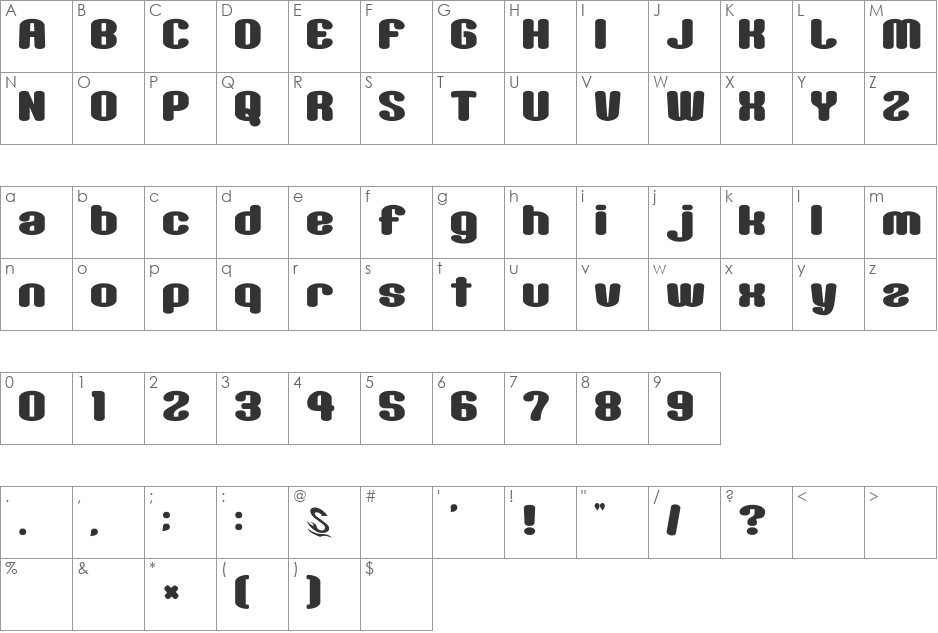 Sikakusimen__G font character map preview