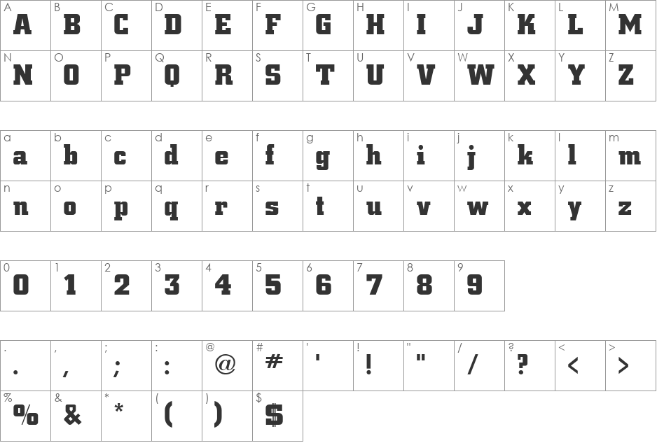 Batman Black font character map preview