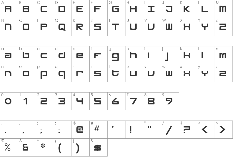 Silicon font character map preview