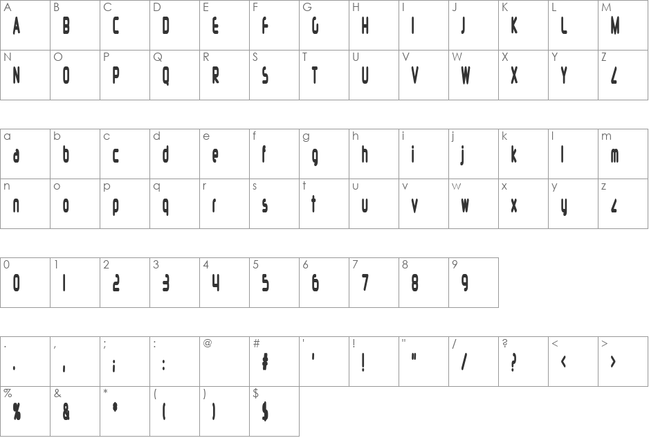 Silicon Carne font character map preview