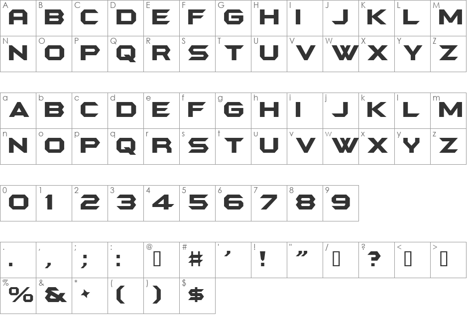 BatmanForeverAlternate font character map preview