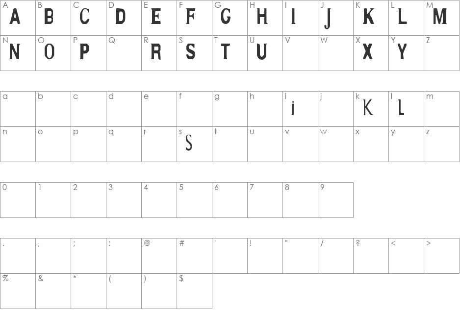 silk font character map preview