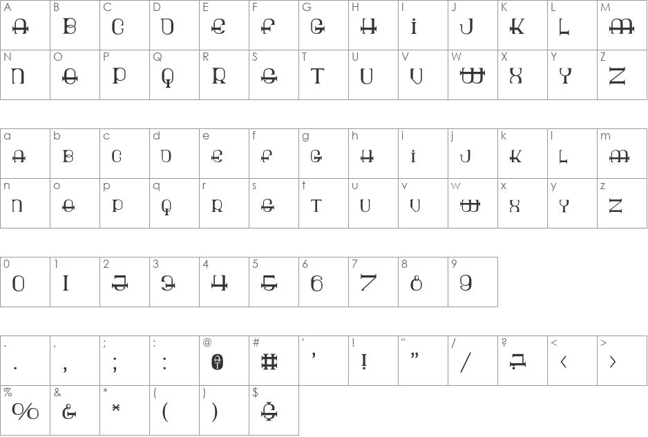 Sillbat font character map preview