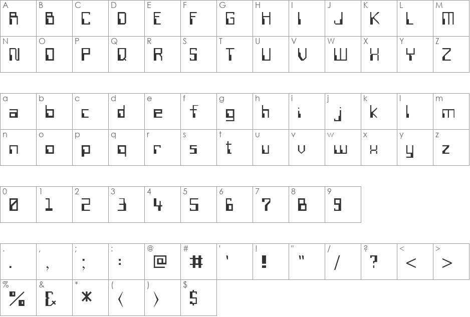 SillyconValley font character map preview