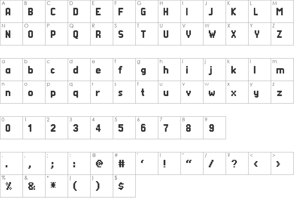 Silom font character map preview