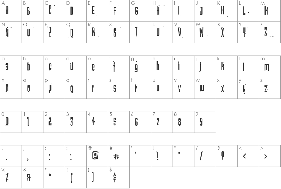 Batmos font character map preview