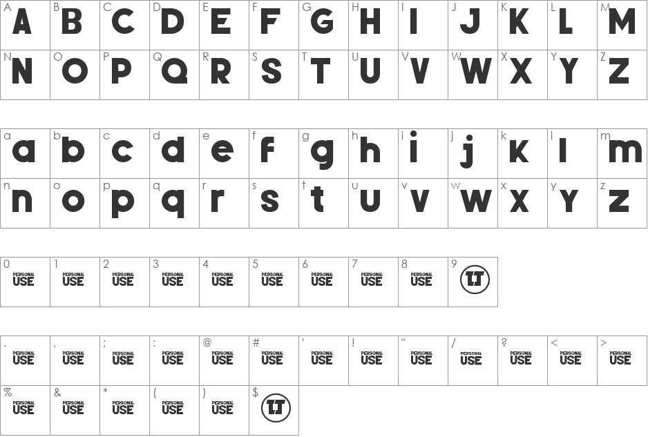 Silver Forte font character map preview