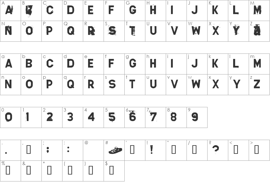 Silver Sideshow font character map preview