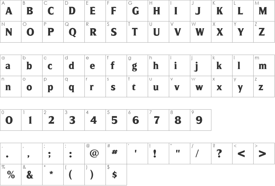 SilveradoExtraBold font character map preview