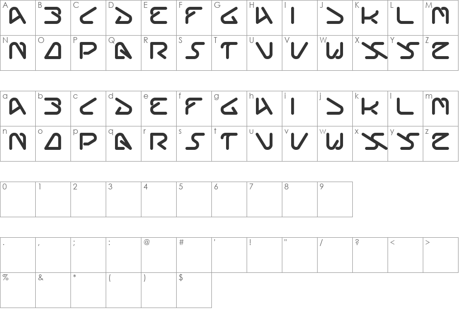 silverbend font character map preview