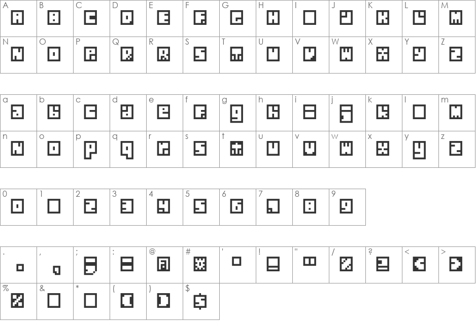 Silverbloc font character map preview