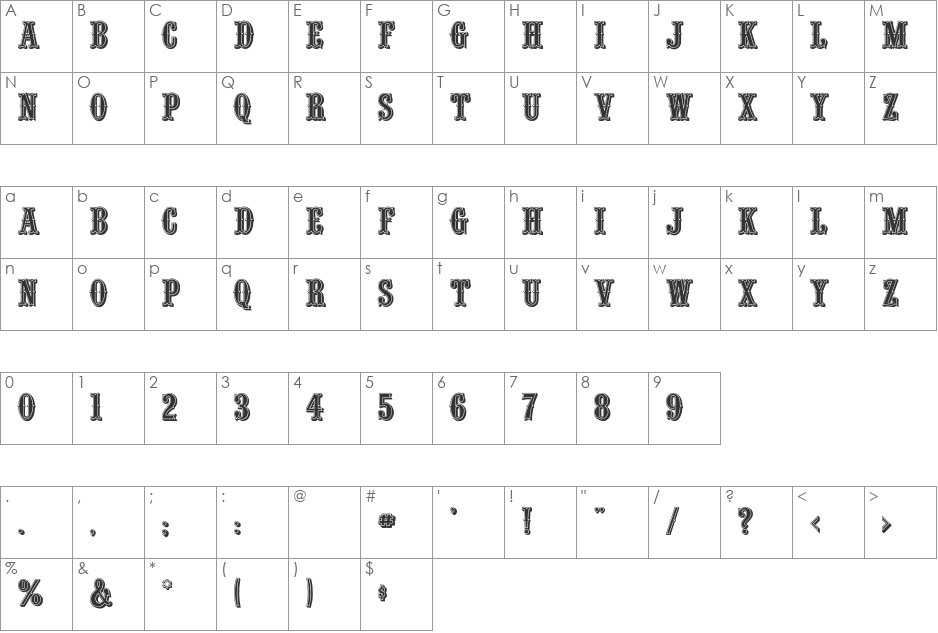 SilverDollar font character map preview