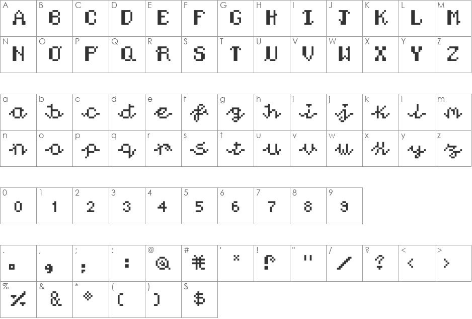 SilverLining font character map preview