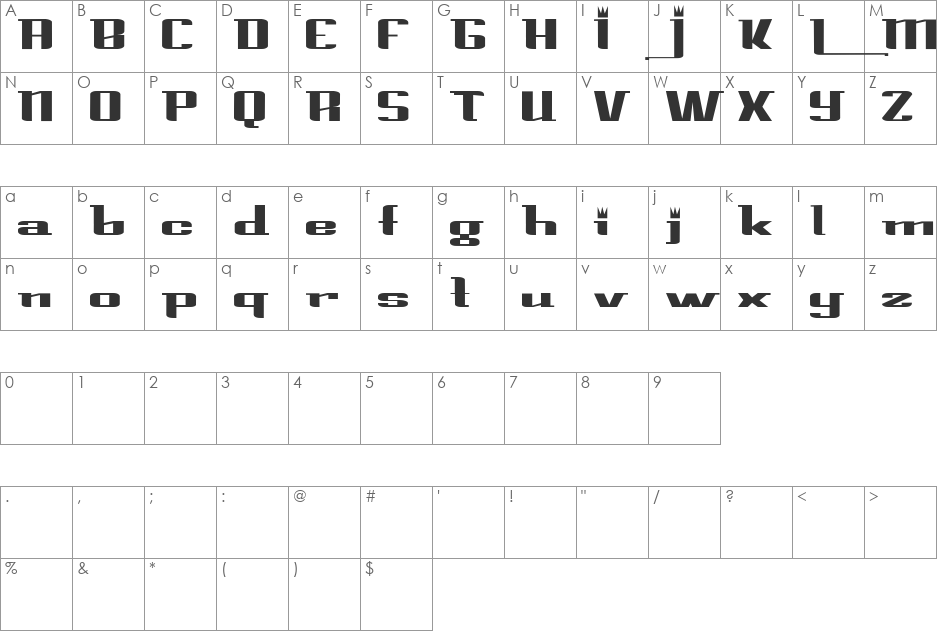 SiLverLux font character map preview