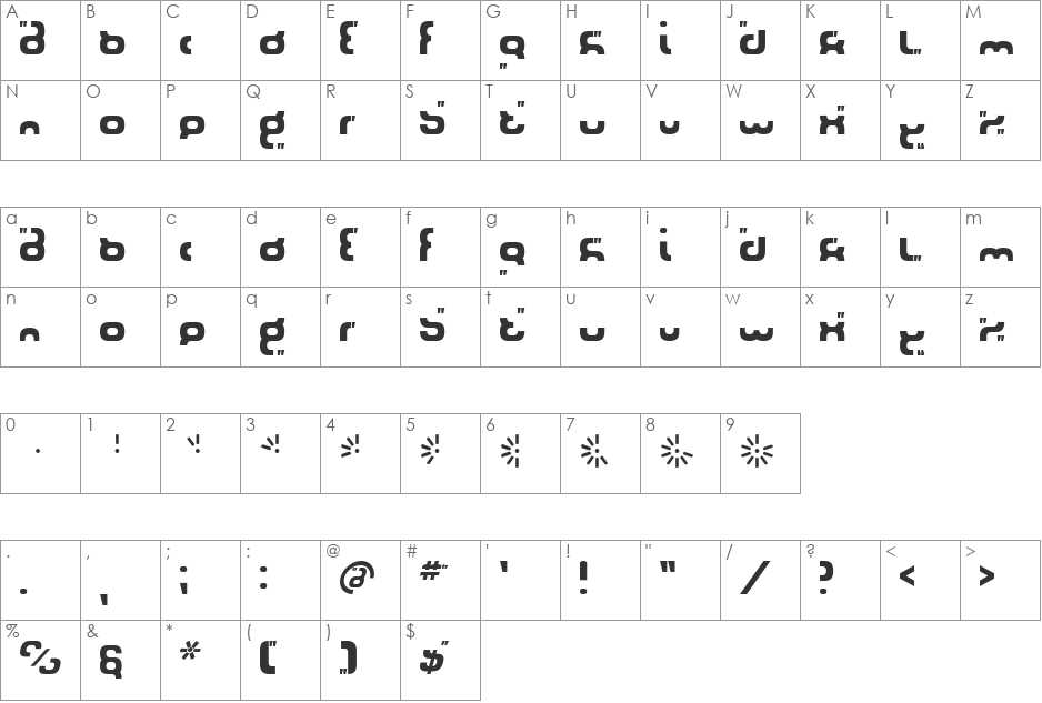 SilverStream font character map preview