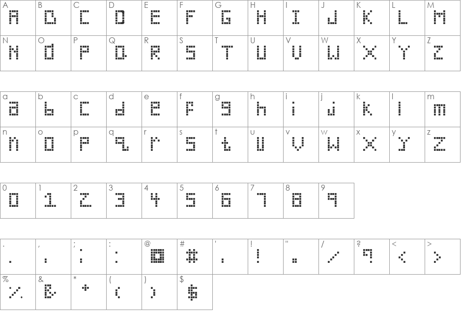 Silverwood font character map preview