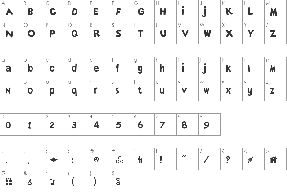 SimLLHP font character map preview