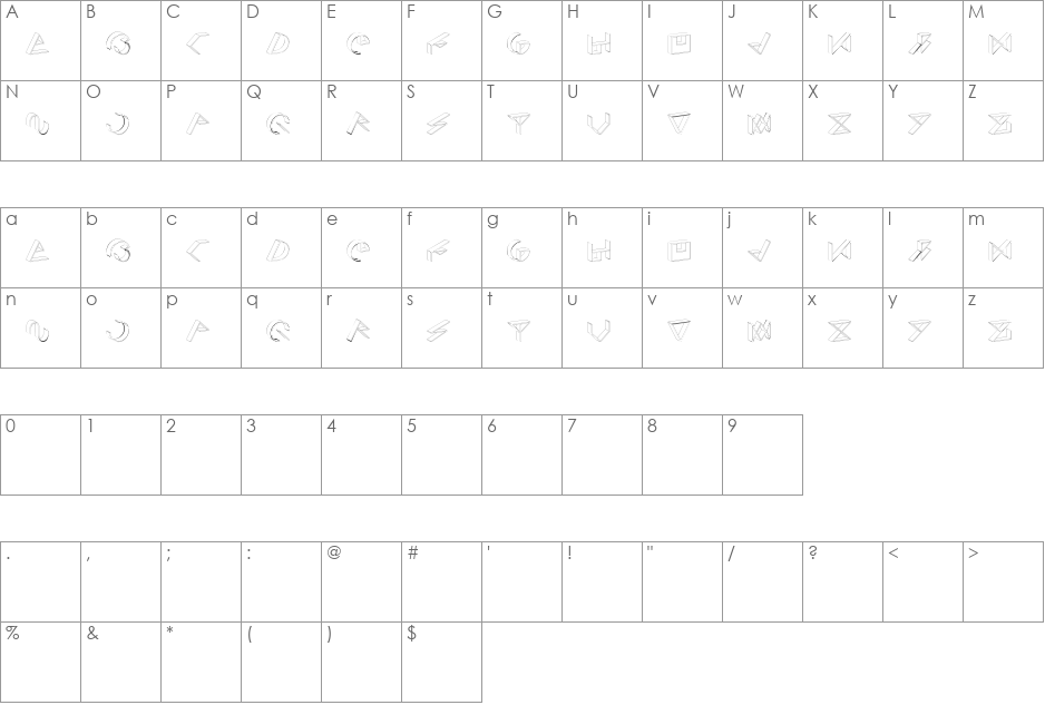 simo cosmo type font character map preview