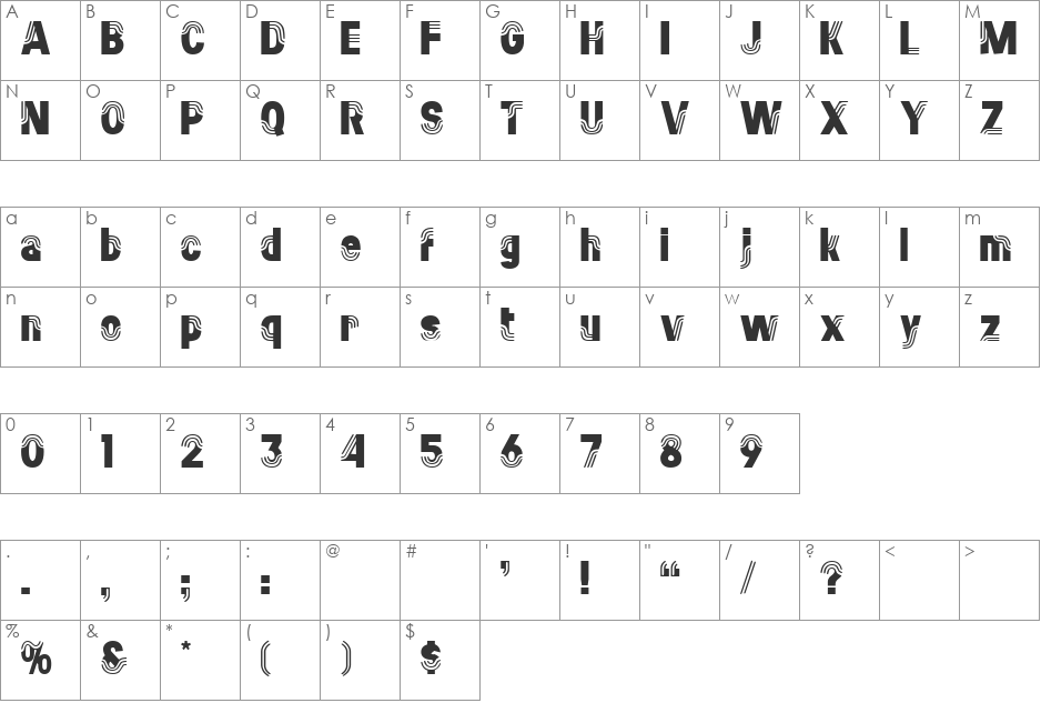 Simon font character map preview
