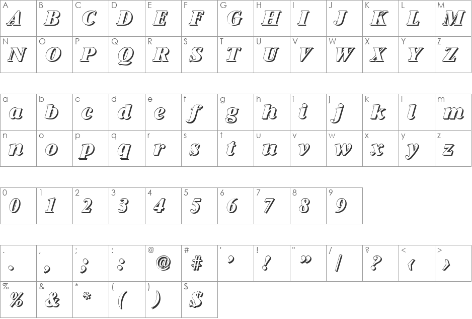 SimonBeckerShadow-Heavy font character map preview