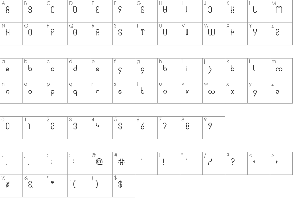 simple font character map preview