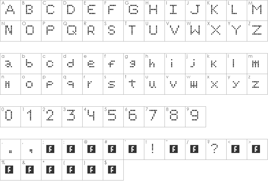 Simple S font character map preview