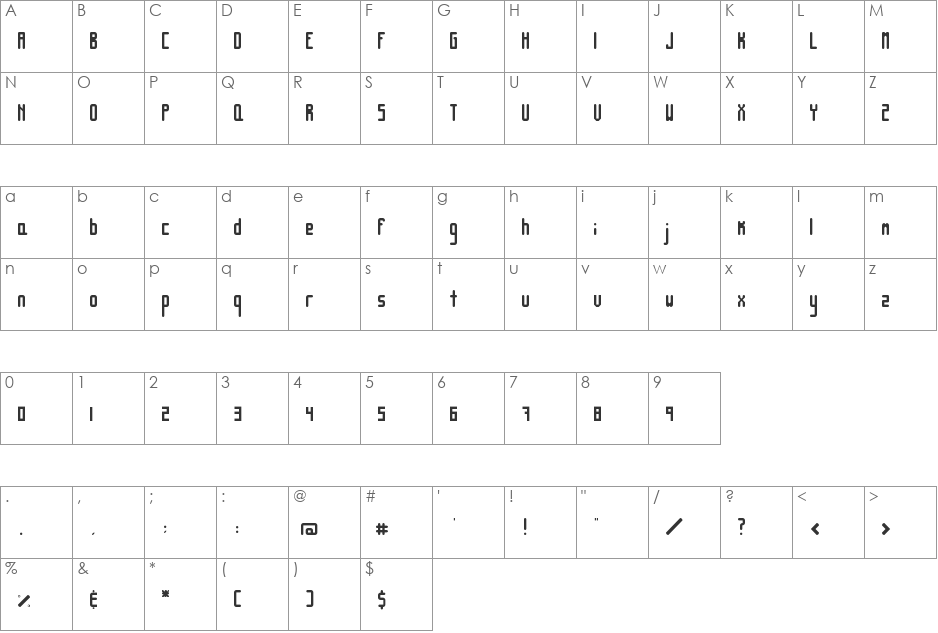 Simple Sans font character map preview