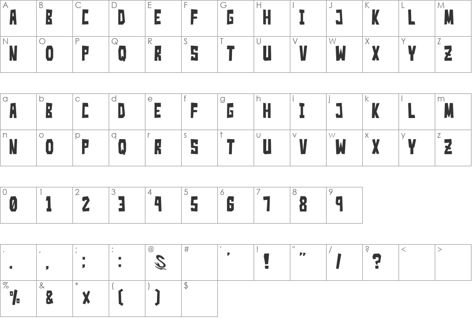 Simple Slum__G font character map preview