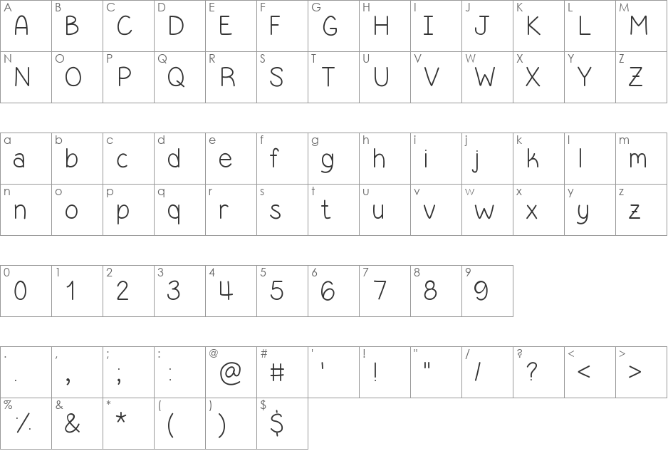 SimpleKindOfGirl font character map preview