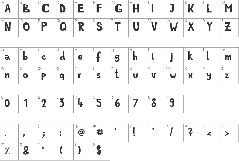 SimpleLife font character map preview