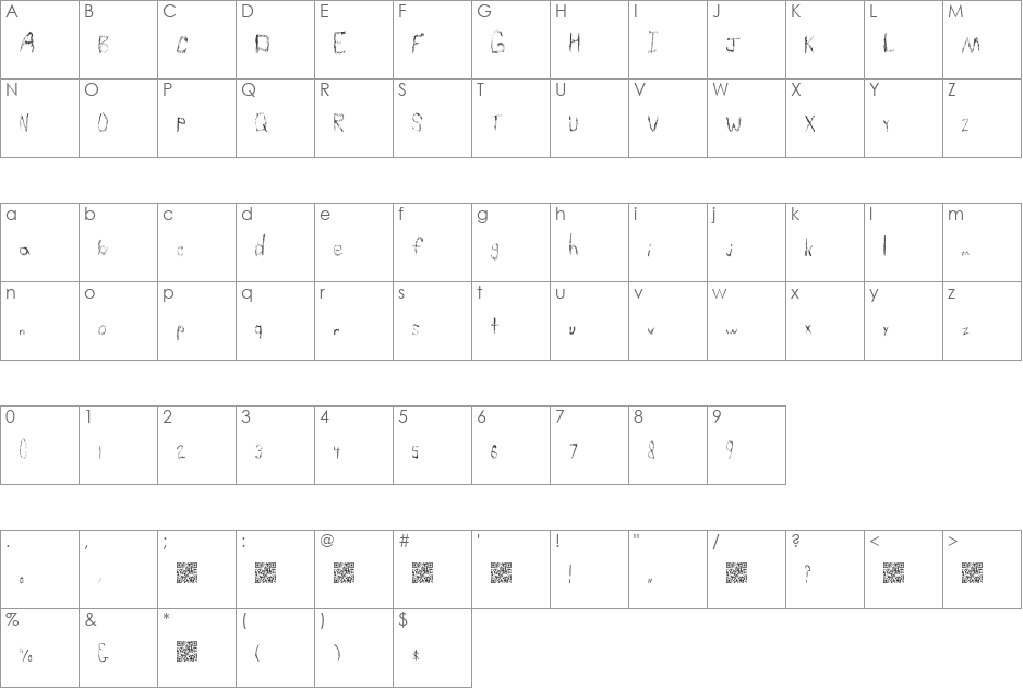 SimpleLucky font character map preview
