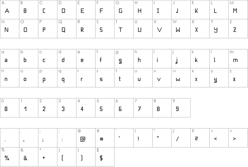 SimpleMine font character map preview