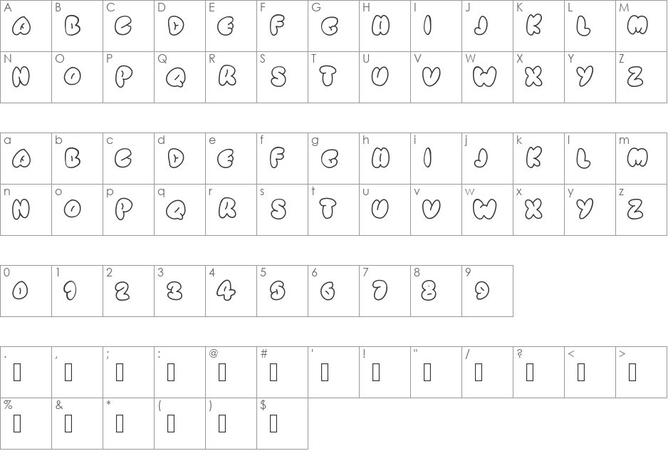 SimpleRounded font character map preview