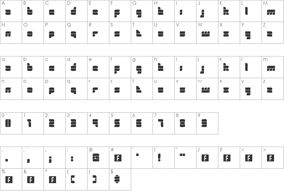 Simplicity font character map preview