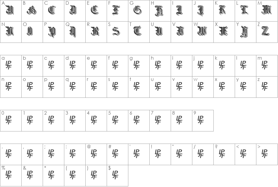 Simplicity No3 font character map preview