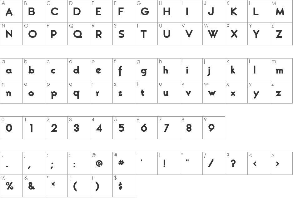 Simplix- font character map preview