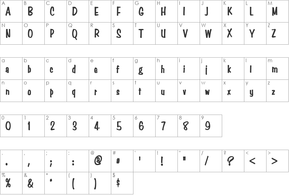 Simpson Condensed Heavy font character map preview
