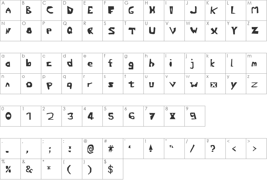 Simslspro font character map preview